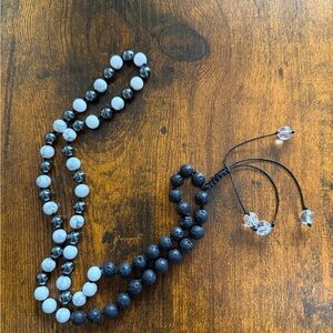 Black and White hematite mala